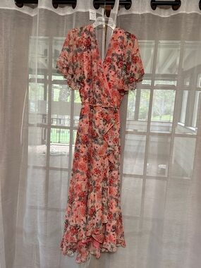 Taylor Pink Floral Maxi Wrap Dress